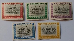 Sellos de correo aéreo de Guatemala, 1948, sc#C158-62, como nuevos, VLH, OG, conjunto completo - Imagen 1 de 2