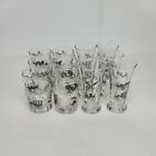 Set Of 12 Vintage Libbey Carriage Buggy Coach Car Whiskey Glasses Black & Gold