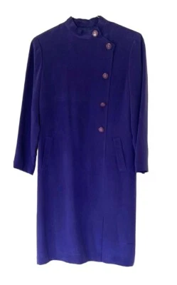 Camisa de vestir vintage años 80 Shomi azul seda botón lateral delantero para mujer talla 8” Foto 1 de 4