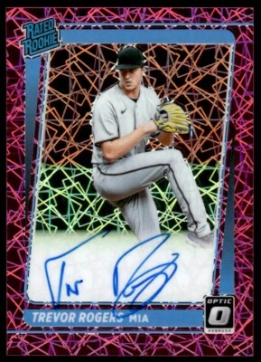 2021 Donruss Optic Rated Rookie Signatures PINK Trevor Rogers Auto 18/75 Miami - Image 1 of 2