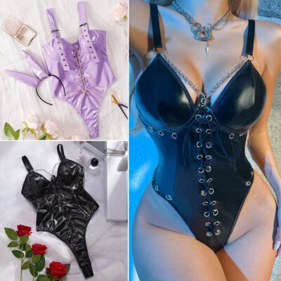 Mujeres Lencería Sexy Cuero PU Prendas para dormir Prendas para dormir Body Babydoll Ropa interior Foto 1 de 4