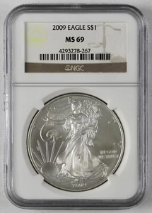 2009 $1 US Silver American Eagle NGC MS 69 - Picture 1 of 2