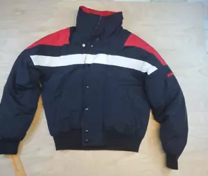 Hermans Sporting Goods Jacket Small Black/Red Striped Down Puffer Ski Snow - Picture 1 of 12
