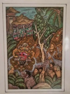 Balinese Original E. Made Pering Miniature Watercolor Southeast Asian Art - Picture 1 of 1