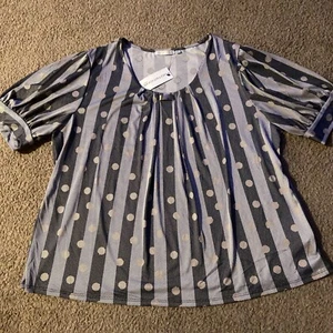 Top Plus Mujer Notaciones Rayas Lunares Cuello Redondo Manga 1/2 - Gris, XXXL - Imagen 1 de 3