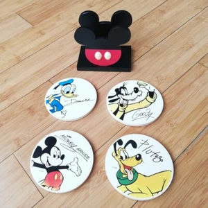 Disney World 4 Coaster Set - Mickey, Pluto, Daffy, Goofy with Holder - Picture 1 of 12