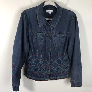 Coldwater Creek bestickte gefütterte Jeansjacke Damen Gr. Medium - Bild 1 von 22
