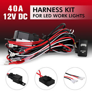 LED Light Bar Wiring Harness Kit 12V 40A Fuse Relay Rocker Switch Kit