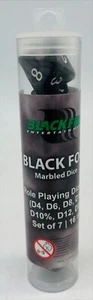 ADC Blackfire - Set of 7 Black Fog Marbled Dice - Picture 1 of 3