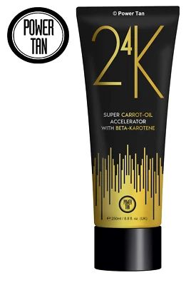 Power Tan 24K Super Carrot Oil Sunbed Tanning Accelerator Lotion 250ml - Image 1 of 4