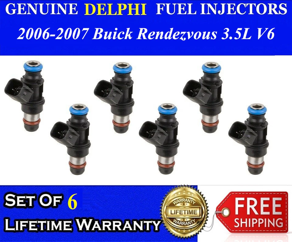 Juego de 6 inyectores de combustible Delphi genuinos para Buick Rendezvous 2006-2007 3,5 L V6 Foto 1 de 1
