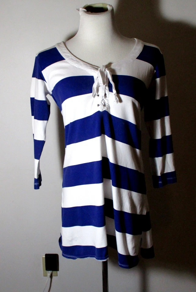 TOMMY BAHAMA Blue White 3/4 Sleeve Top Size XS — 第 1/4 张图片