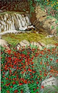 DIPINTO COLORI A TEMPERA "LE CASCATELLE (1992)" - MASSIMO MANCUSO - Foto 1 di 3