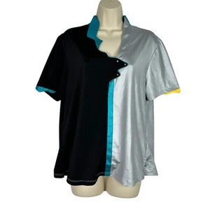 Polo Jamie Sadock donna taglia L grigio nero colorblock golf active artsy - Foto 1 di 16