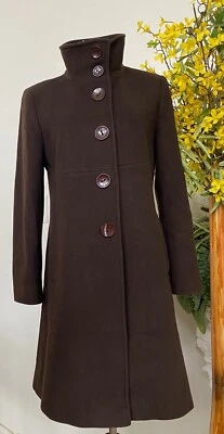 Larry Levine Women’s Brown Wool Blend Long Peacoat Jacket Size 10 EUC! $298 - Image 1 of 4