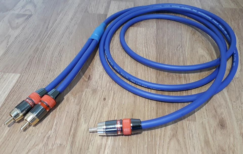 van damme 2m RCA PHONO Y SPLITTER CABLE ADAPTER 1 male to 2 x male - Image 1 of 1