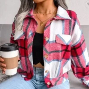 Red Crop Flannel - Picture 1 of 3