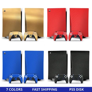 Carbon Fiber PS5 Disk Skin Sticker Decal Vinyl Wrap for Playstation 5 full set - Picture 1 of 8