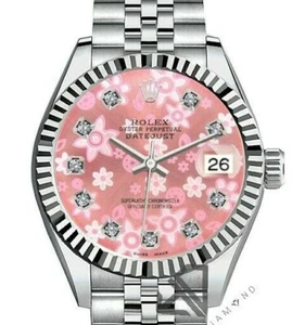 Rolex Datejust SS Jubilee 26 mm para mujer esfera rosa brillante flor diamante estriada - Imagen 1 de 2