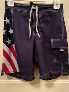 Old Navy Boys Swim Trunks Swimwear Swimsuit Shorts Blue Red Boys Size 5 EUC - Picture 1 of 3