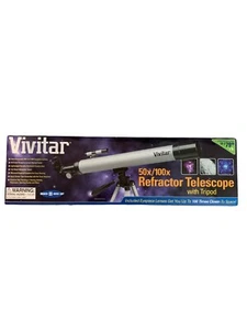 Vivitar 50x/100x Refractor Telescope Adjustable Tripod Eyepiece Lenses Sky Stars - Picture 1 of 3