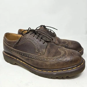 DR MARTENS Wingtip Leather Shoes Brown Men's Size 10 Made In England 3989 Vntg - Picture 1 of 13