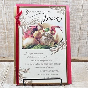 Dayspring Christmas Greeting Card Mom Red Ribbon Gold Glitter Pine Religious - Picture 1 of 10