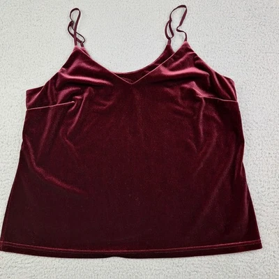 Camiseta sin mangas A New Day para mujer mediana borgoña terciopelo correas ajustables camisola Foto 1 de 4