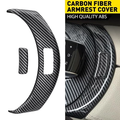 Para Benz Clase C 2015-2021 ABS Fibra de Carbono Consola Apoyabrazos Botón Borde Decoración Foto 1 de 4
