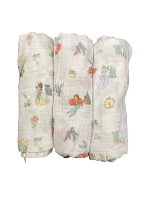 Aden and Anais Disney Princess Baby Girl Cotton Muslin Swaddle Blankets Lot of 3 - Image 1 of 4
