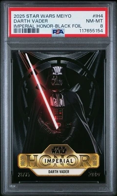 2025 STAR WARS MEIYO DARTH VADER /75  IMPERIAL HONOR-BLACK FOIL POP 1 PSA 8 - Image 1 of 4
