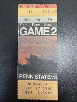 Футбольный билет 1980 Nebraska Cornhuskers at Penn State Nittany Lions заглушка - Изображение 1 из 2