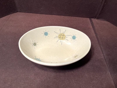 Precioso cuenco vegetal ovalado vintage MCM Franciscan Starburst 8 1/2" C1941-69 Foto 1 de 3