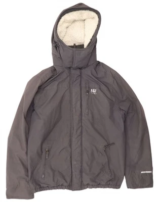 Chaqueta cortavientos con capucha calce holgado para hombre ABERCROMBIE & FITCH UK 42 XL gris AR01 Foto 1 de 3