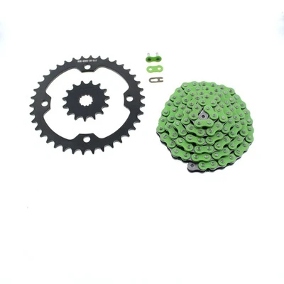 2004 - 2008 Yamaha YFZ450 YFZ 450 Green Chain and Black Sprocket 15/38 100L - Image 1 of 3