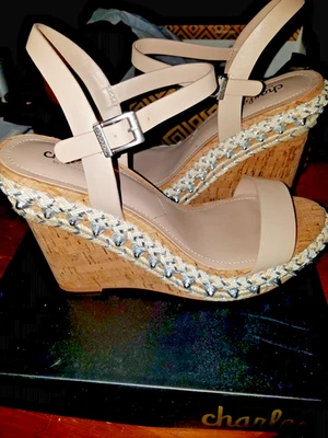 Plataforma correa tobillo Charles David nude talla 8,5 Foto 1 de 4