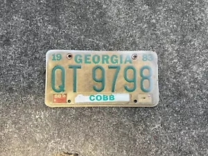 1983 Georgia License Plate QT 9798 Cobb County Green White - Bild 1 von 1