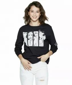 NUEVA Camiseta Disney Frozen 2 Mujer Grande Negra Manga Larga Gráfica Corta - Imagen 1 de 3