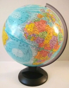 Globemaster Scanglobe Type-Y 12 Inch Diameter Globe World Map Plastic Base & Arm - Picture 1 of 7