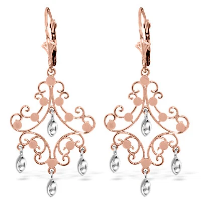 Pendientes araña de oro rosa macizo de 14K Foto 1 de 4