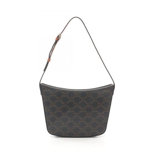 Borsa a tracolla CELINE orologio medio 11227 tela pelle nero marrone usata donna