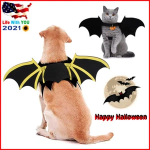 Dog & Cat Pet Costume Bat Wings Halloween Demon Clothes Fancy Dress up Prop HOT! - Picture 1 of 18