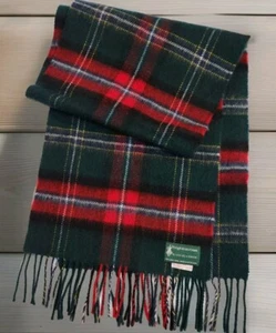 Highlander By Lochcarron Scotland Scarf Men's 100% Wool Tartan Green/Red 12×60 - Picture 1 of 6