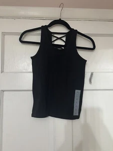 NWT Old Navy Girls L (10-12) Black Tank Top Criss Cross Design on Back - Picture 1 of 4