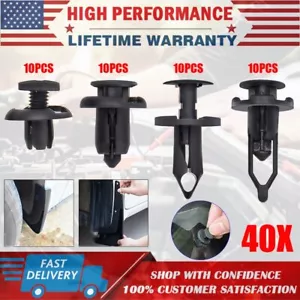 40PCS Car Retainer Pin Body Bumper Rivet Trim Moulding Push Clip Accessories Kit - Picture 1 of 10