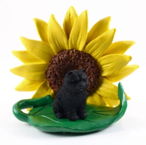 Chow Chow Sunflower Figurine Black - Picture 1 of 2