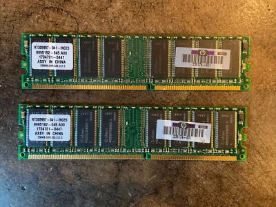 x2 256MB DDR RAM PC2700U 333MHz CL2.5  KT305957-041-INCE5  HP 335174-001 - Image 1 of 2