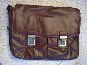 Kenneth Cole Reaction Vintage Leather Messenger Bag Brown - Picture 1 of 4