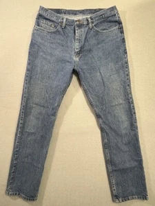 Wrangler Mens Jeans 36x32 Blue Dark Wash Regular Fit Straight Leg High Rise - Picture 1 of 11