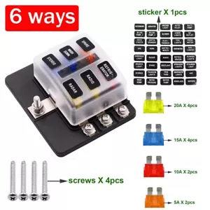 12V 6 Way Blade Fuse Modified Fuse Box Terminal Block With Warning Light - Picture 1 of 8